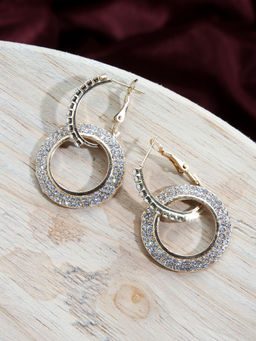 Kazo - Gold Studded Interlock Hoop Earrings