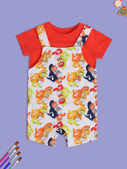 MINI KLUB - Baby Boys Red Dungaree with T-shirt (Set of 2)