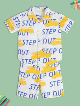 MINI KLUB - Kids Boys White Lounge Wear T-shirt and Shorts (Set of 2)