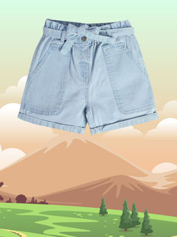 MINI KLUB - Kids Girls Blue Shorts with Belt (Set of 2)