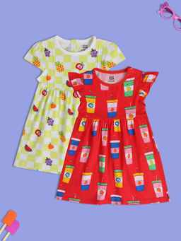 MINI KLUB - New Born and Baby Girls Multi Dress (Pack of 2)