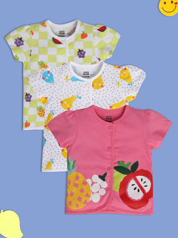 MINI KLUB - New Born and Baby Girls Multi Front Open Vest (Pack of 3)