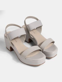 Lemon & Pepper - Grey Block Heels Sandals