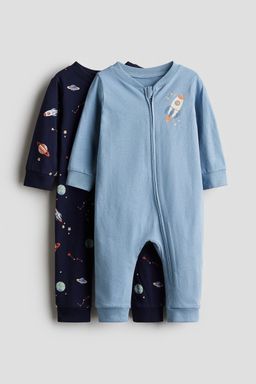 H&M - Boys 2-Pack Cotton Sleepsuits