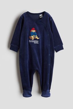 H&M - Boys Blue Velour Sleepsuit