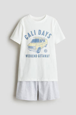 H&M - Boys White Cotton Jersey Pyjamas