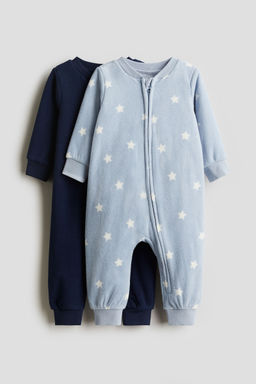 H&M - Boys 2-Pack Fleece Zip-Up Sleepsuits