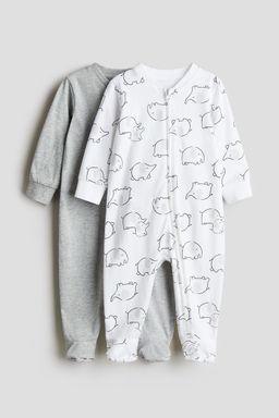 H&M - Boys 2-Pack Zip-Up Sleepsuits