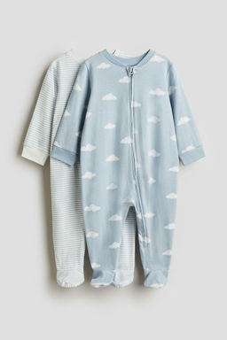 H&M - Boys 2-Pack Zip-Up Sleepsuits