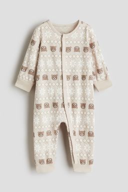 H&M - Boys Beige Patterned Sleepsuit