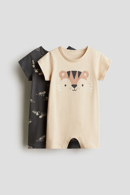 H&M - Boys 2-Pack Cotton Jersey Sleepsuits