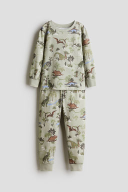 H&M - Boys Green Patterned Jersey Pyjamas