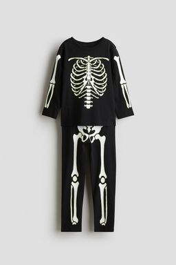 H&M - Boys Black Printed Cotton Pyjamas