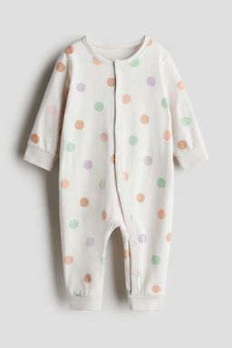 H&M - Boys Beige Printed Cotton Sleepsuit