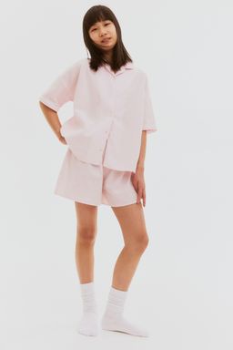 H&M - Girls Pink Cotton Poplin Pyjamas