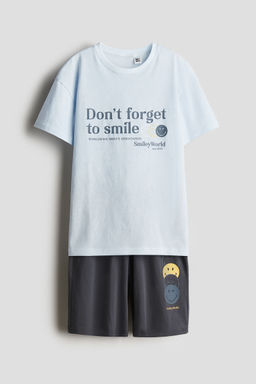 H&M - Boys Grey Printed Cotton Pyjamas