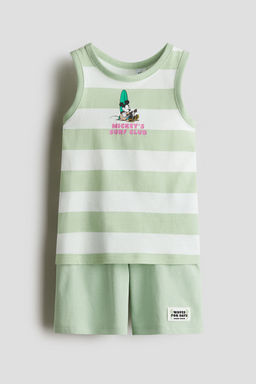 H&M - Boys Green Printed Cotton Pyjamas