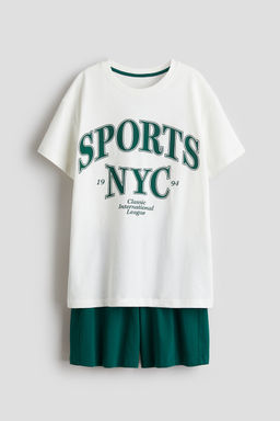 H&M - Boys White Cotton Jersey Pyjamas