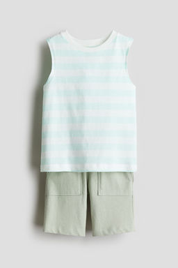 H&M - Boys Green 2-Piece Vest Top And Shorts Cotton