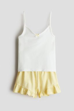 H&M - Girls Yellow Flounce-Trimmed Cotton Pyjamas