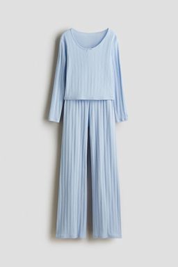 H&M - Girls Blue Cotton Pointelle Pyjamas