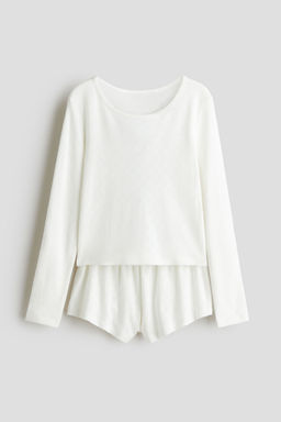 H&M - Girls White Cotton Pointelle Pyjamas