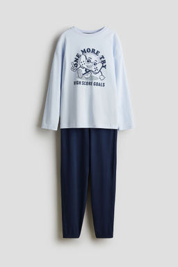 H&M - Boys Blue Print-Motif Cotton Pyjamas