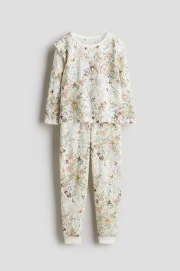 H&M - Girls White Printed Cotton Pyjamas