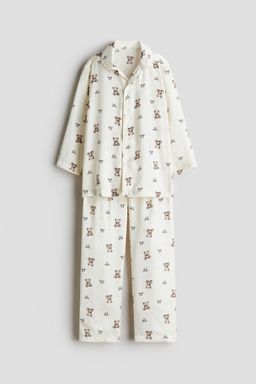 H&M - Girls White Printed Satin Pyjamas