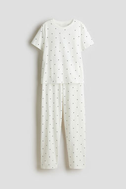 H&M - Girls White Printed Cotton Pyjamas