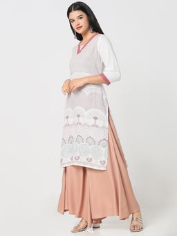 R&B - Women White Rayon V-Neck Kurta