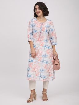 R&B - Women Pink Muslin Round Neck Kurta