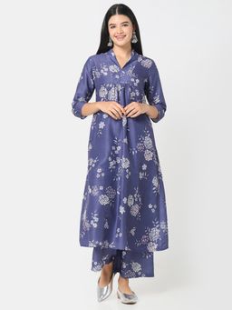 R&B - Women Purple Polyester V-Neck Kurta
