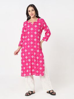 R&B - Women Pink Viscose Round Neck Kurta