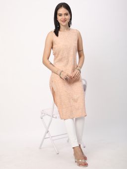 R&B - Women Brown Rayon Round Neck Kurta