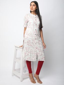 R&B - Women Off White Rayon Mandarin Neck Kurta