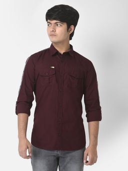 CRIMSOUNE CLUB - Boys Maroon Slim Fit Shirt