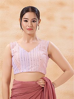 VAMAS - THE DESIGNER BLOUSES - Tissue Sleeveless Padded Multi-Color Stitched Blouse