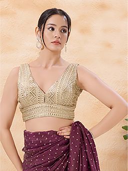 VAMAS - THE DESIGNER BLOUSES - Women's Embroidery Padded Sleeveless Stitched Blouse