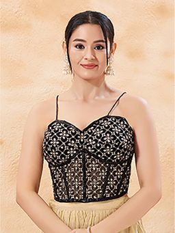 VAMAS - THE DESIGNER BLOUSES - Women's Embroidery Padded Sleeveless Corset Stitched Blouse
