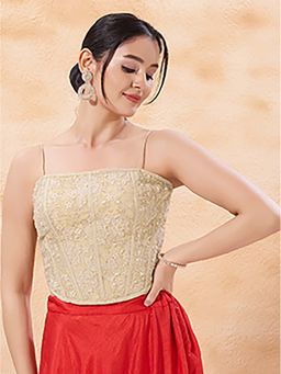 VAMAS - THE DESIGNER BLOUSES - Women's Embroidery Padded Sleeveless Corset Stitched Blouse