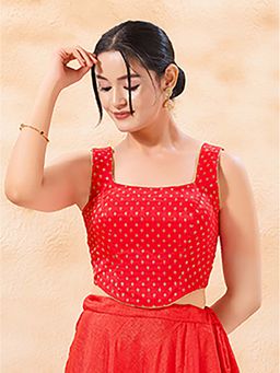 VAMAS - THE DESIGNER BLOUSES - Women's Brocade Padded Sleeveless Corset Orange Stitched Blouse
