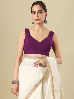 SALWAR STUDIO - Cotton Sweetheart Neck Padded Stitched Blouse