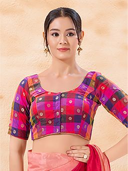 VAMAS - THE DESIGNER BLOUSES - Tissue Half Sleeve Padded Multi-Color Stitched Blouse