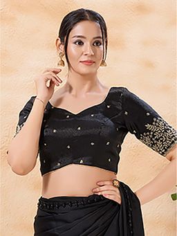 VAMAS - THE DESIGNER BLOUSES - Women's Shimmer Padded Black Stitched Blouse