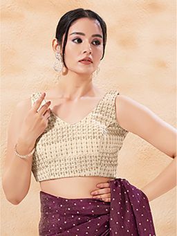 VAMAS - THE DESIGNER BLOUSES - Women's Cotton Padded Sleeveless Stitched Blouse