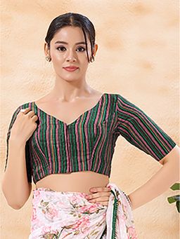 VAMAS - THE DESIGNER BLOUSES - Georgette Half Sleeve Padded Multi-Color Stitched Blouse