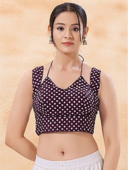 VAMAS - THE DESIGNER BLOUSES - Mulbury Silk Sleeveless Padded Purple Stitched Blouse