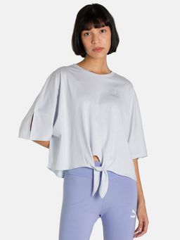 Puma - Essential Knot Detail Crop Womens Blue T-Shirt