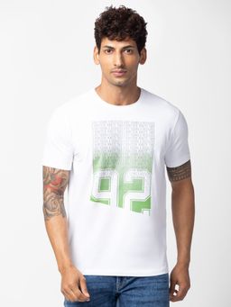 Spykar - White Round Neck Half Sleeves Blended T-Shirt For Men